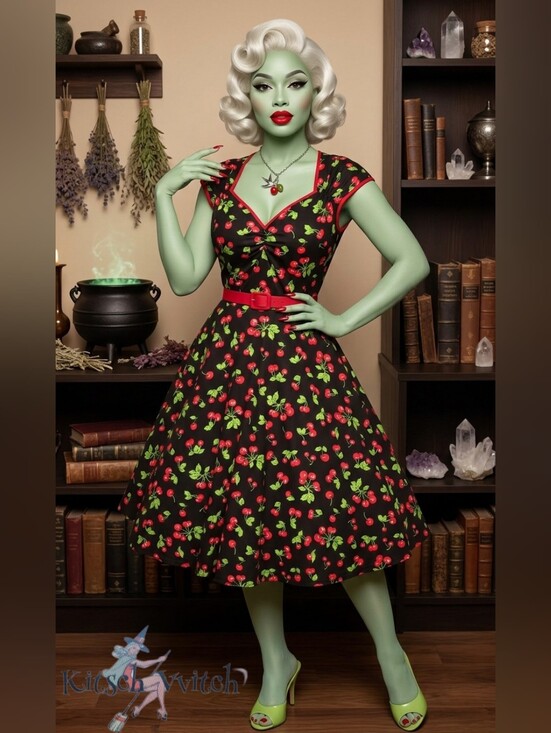 Pinup Couture Dresses & Skirts - 🍒Cherry Print Heidi Swing Dress By Pinup Couture - M- Size 8 Like New